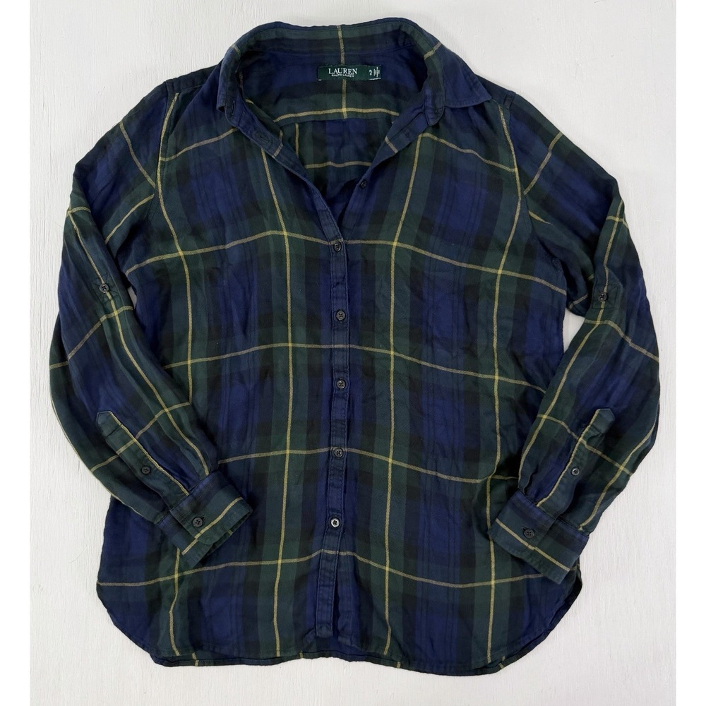 Lauren Ralph Lauren Tartan Plaid Long Sleeve Button Down Casual Shirt women PL